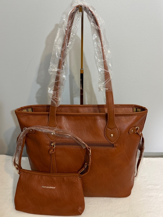 Montana West Handbags - Montana West Brown Tote Bag with Matching Mini Shoulder Bag Wristlet